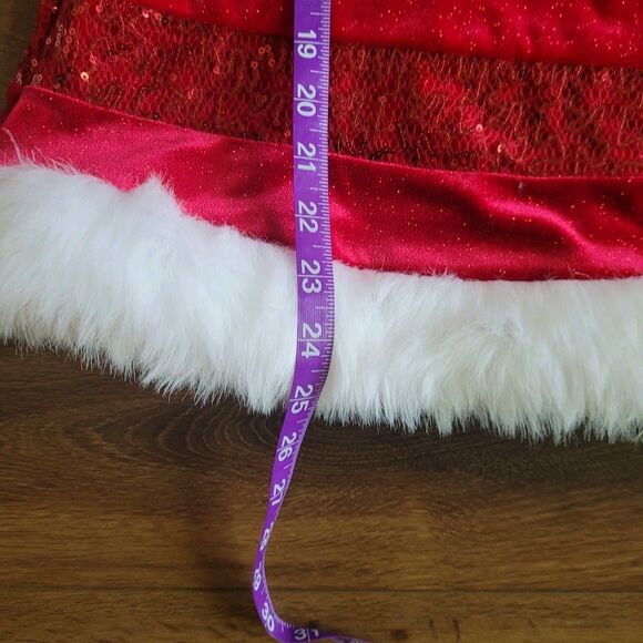 Bonnie Jean Dress Girls Sz 6 Christmas Red Faux Fur Holiday Sequin Sparkle - Picture 13 of 14